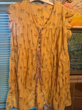 Free People Yellow Floral Mini Dress